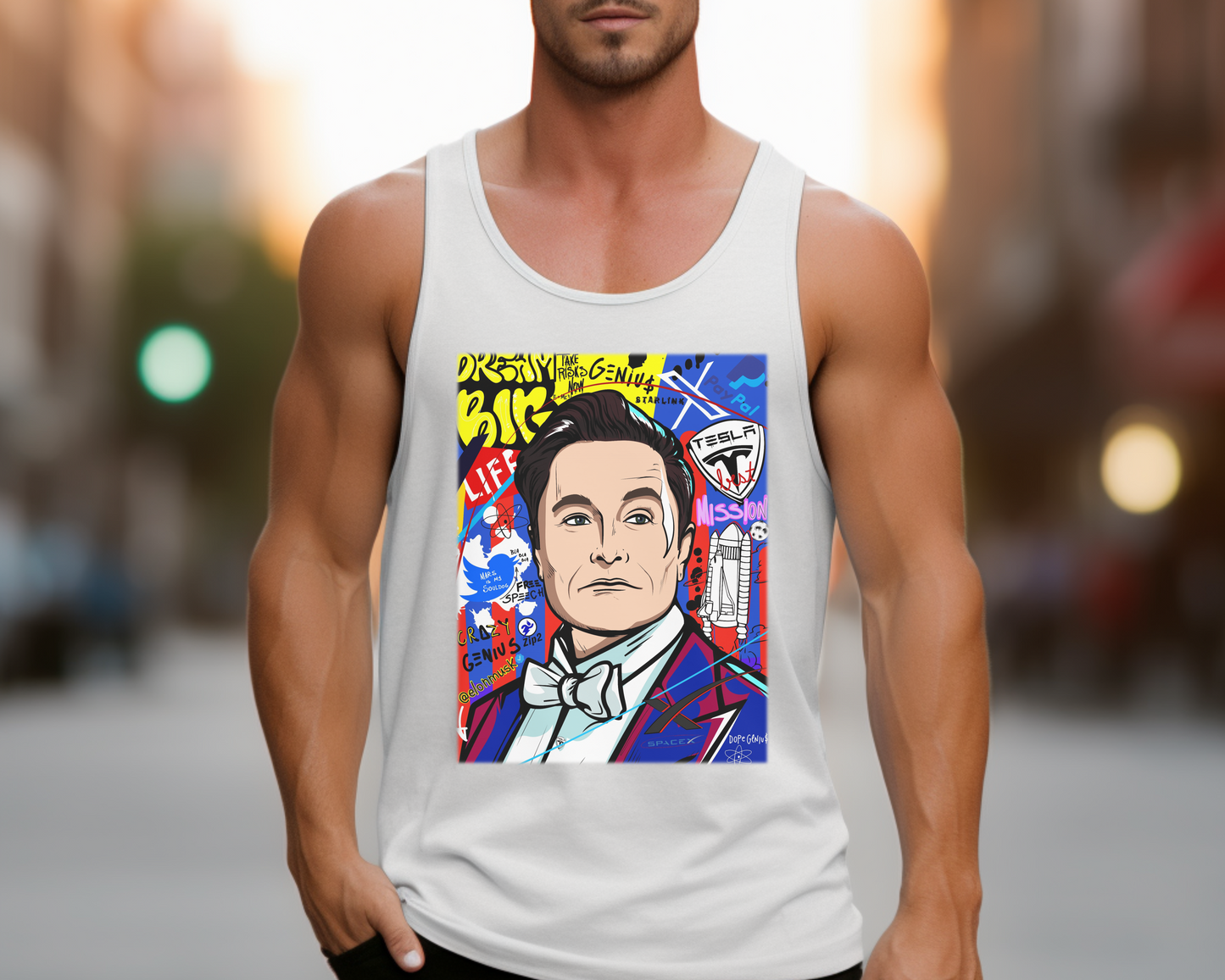 Elon Musk Pop Art Graphic Tank Top