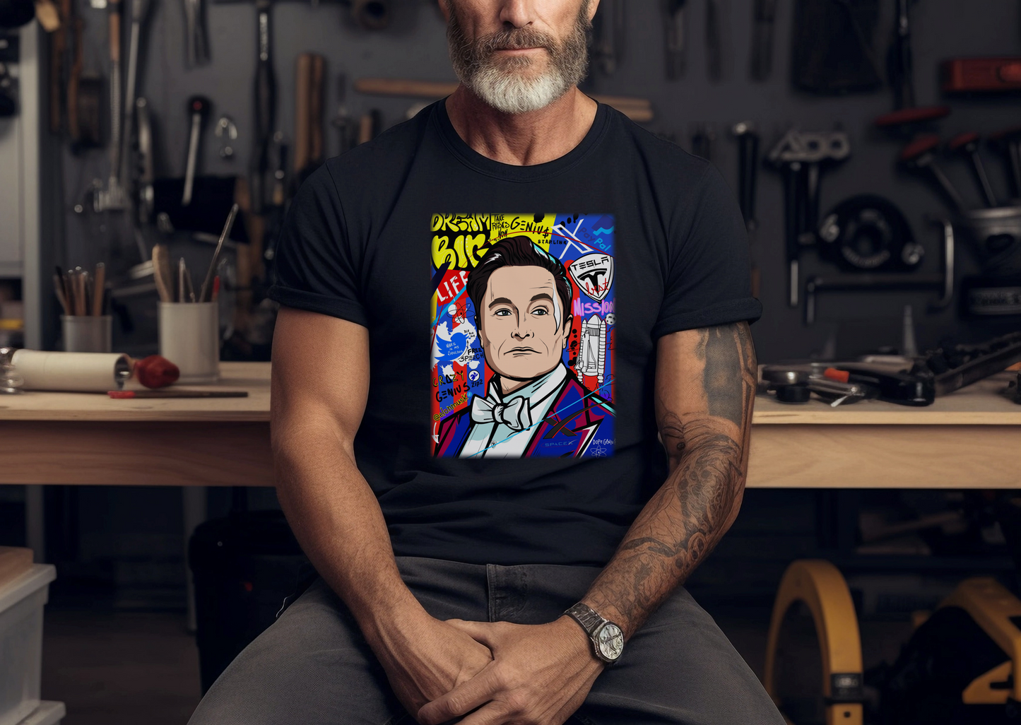 Elon Musk Pop Art Graphic Tee